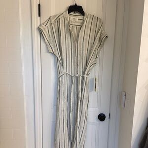 Trovata birds of paradise Green and White Striped dress